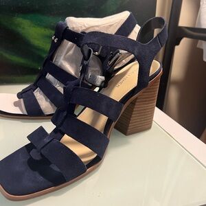 Marc Fisher Navy Strappy Block Heels